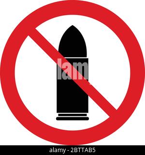 No Bullet  vector. Not allow   Bullet    sign. The red circle prohibiting sing Stock Vector