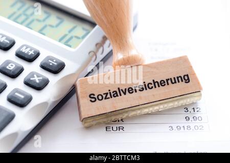 Stempel mit Aufschrift Sozialversicherung Stock Photo