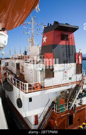 Refueling cruise ship in Valparaiso Port, Chile, South America Stock Photo