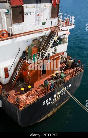 Refueling cruise ship in Valparaiso Port, Chile, South America Stock Photo