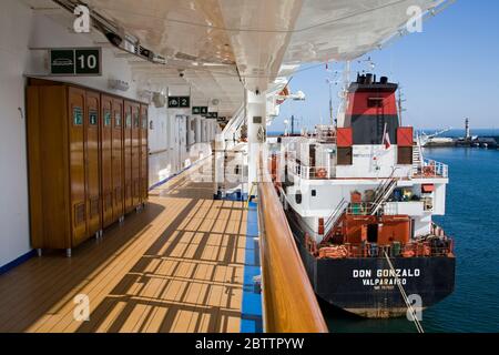 Refueling cruise ship in Valparaiso Port, Chile, South America Stock Photo