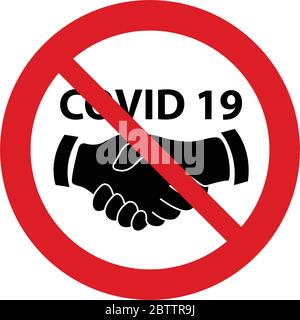 Not allow  handshake  icon. covid 19 icon.  coronavirus sign vector.   The red circle prohibiting sing Stock Vector
