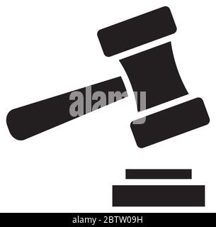 law gavel icon over white background, silhouette style, vector illustration Stock Vector