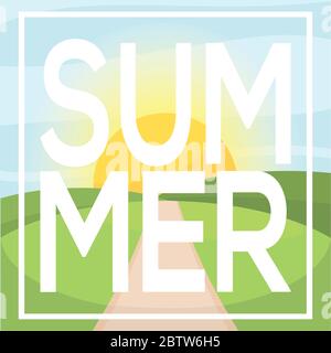 Summer landscape poster Stock Vector