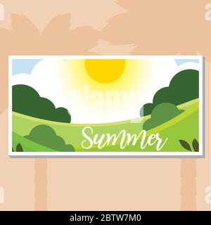Summer landscape poster Stock Vector
