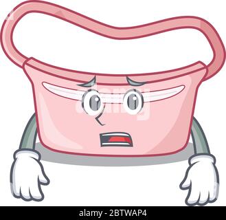Cartoon design style of women waist bag having worried face Stock Vector