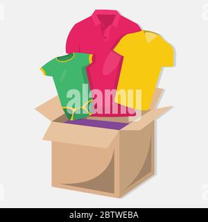 clothes put into box vector illustration symbol for charity concept Stock Vector