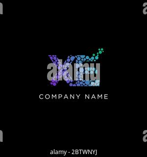 Letter XE abstract with gradient color logo vector,inital name modern logo design Stock Vector