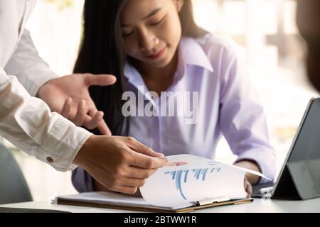 Business People Analyzing Statistics Business Documents, Financial Concept Stock Photo