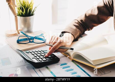 accountancy document at office, business financial concept Stock Photo