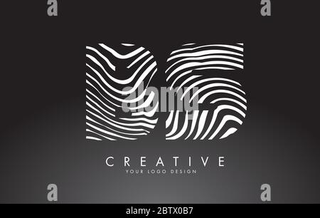 BS B S Letters Logo Design with Fingerprint, black and white wood or Zebra texture on a Black Background. Creative BS B S vector illustration with bla Stock Vector