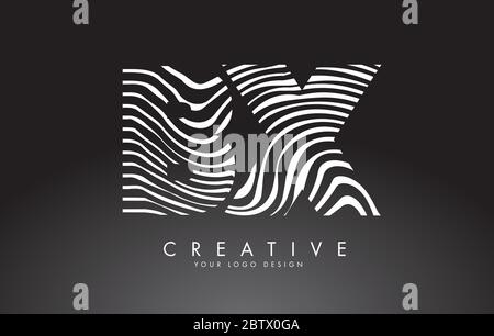 BX B X Letter Logo with Zebra Lines Texture Design Vector Illustration ...