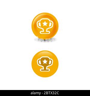 Icon of golden trophy cup for business awards concept. Flat filled outline style. Stock Vector