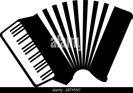 silhouette of accordion musical instrument icon over white background ...