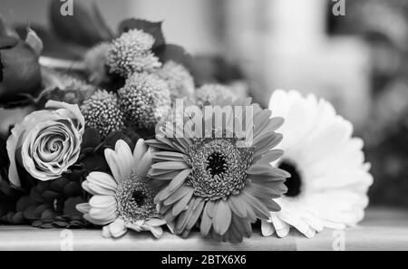 Black and white bouquet of flowers Stock Photo