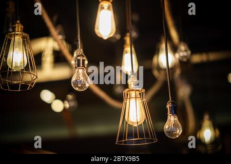 Decorative antique edison style light bulbs. Stock Photo
