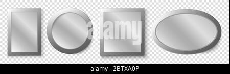 Realistic mirror set. Vector realistic mirrors set with blurry reflection Stock Vector