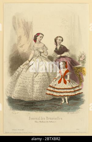 Fashion Plate from Journal des demoiselles. Research in ProgressFashion plate from Journal des demoiselles. Stock Photo