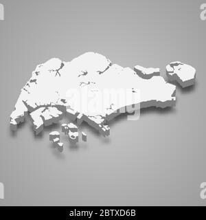 3d map of Singapore with borders of regions Stock Vector