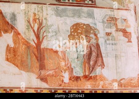 Martvili Canyon, Georgia - September 15, 2017: Medieval Frescoes In Gelati Monastery.