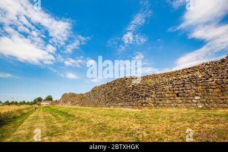 The fortified Roman Wall of Venta Silurum at Caerwent, Wales Stock Photo
