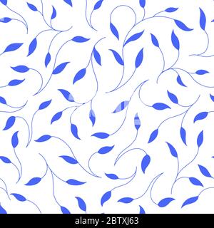 Blue branches pattern on white background. Stock Vector