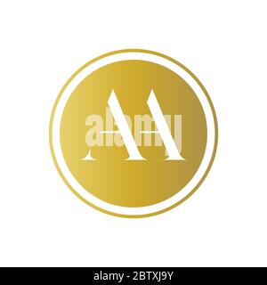 Monogram AA in a golden circle. Stock Vector
