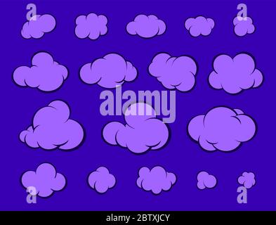 Set of cartoon clouds in the night sky. Stock Vector