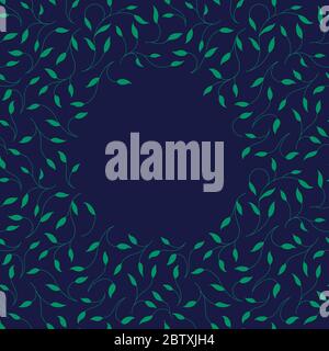 Floral frame. Round space for text. Dark background. Stock Vector