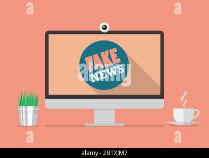 Video conference on computer display. Vector illustration Stock Vector