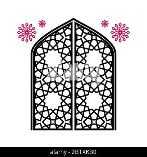 Gate, islamic art vector template. Cnc decorative pattern, jali design ...
