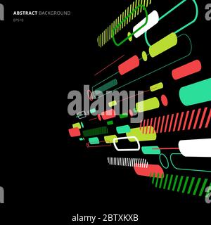 Abstract elements dynamic rounded line diagonal pattern colorful perspective on black background. Vector illustration Stock Vector
