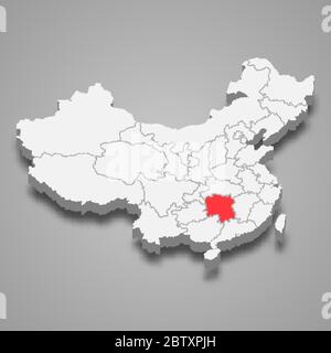 Hunan province location within China 3d map Stock Vector