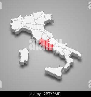 Lazio region location within Italy 3d map Stock Vector