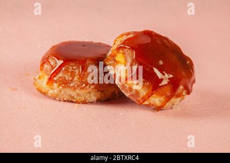 Creme Brûlée oozing with custard cream filling Stock Photo