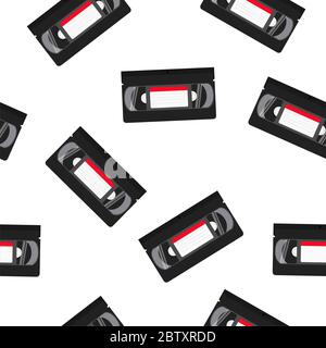 Vector Isolated VHS Tapes Seamless Pattern or Wallpaper Stock Vector