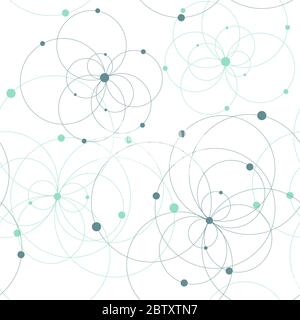 Seamless geometric pattern with connected circles and dots. Stock Vector