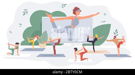Yoga fitness internet classes for home training Stock Vector