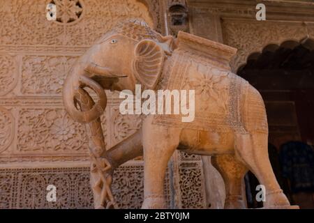 Elephant made with stone at Jaisalmer Stock Photo