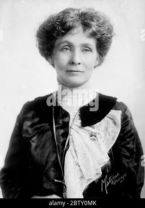 EMMELINE PANKHURST (1858-1928) English suffragist photographed during her tour of the United States and Canada in 1916 to raise money and persuade the US government to enter the war. Photo: Baines News Service. Stock Photo
