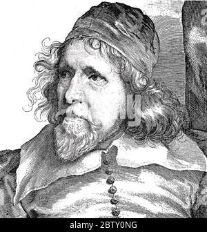 INIGO JONES (1573-1652) English architect in an engraving derived from a 1636 painting. Stock Photo