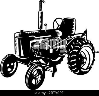 Vintage Farm Tractor Woodcut Stock Vector Image & Art - Alamy