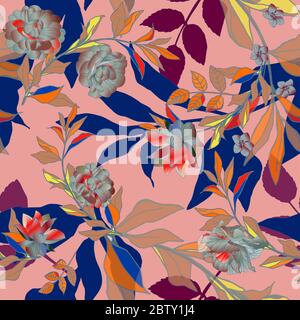 watercolor pink peach roses with leaves and butterfly. Border, banner ...