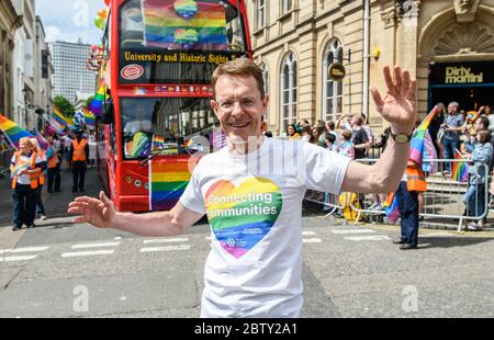 Andy Street Mayor of the West Midlands taking part in the 2019 Birmingham Gay Pride Parade. Stock Photo
