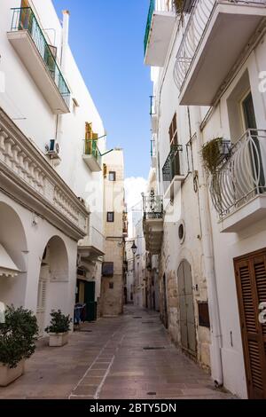 Alleyway of Monopoli. Puglia. Italy. Stock Photo