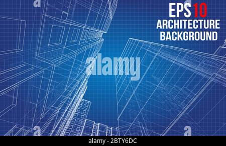Vector wire-frame model of a multi-storey building Stock Vector