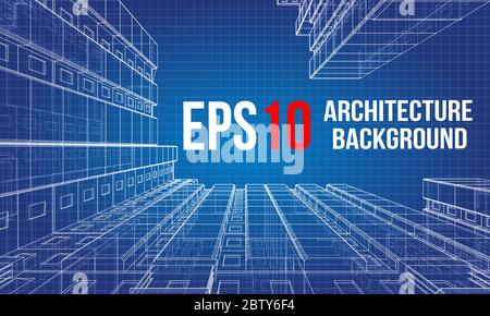 Vector wire-frame model of a multi-storey building Stock Vector