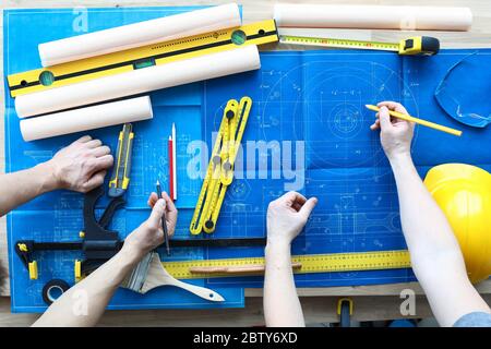 Professional repairmans at work Stock Photo