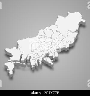 3d map of Busan metropolitan city is a region of South Korea Stock Vector