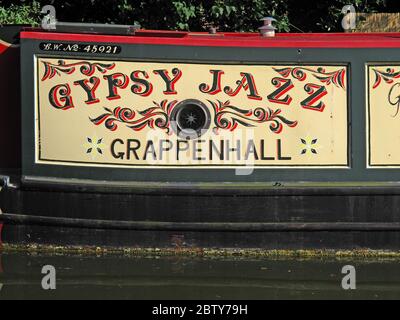 Gypsy jazz Grappenhall,Bridgewater Canal, Grappenhall, Warrington, Cheshire, North west,England, England, UK, 45921 Stock Photo